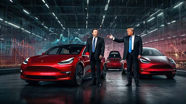 Tesla com Musk e Trump