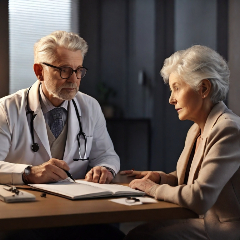 Idosa consulta médico