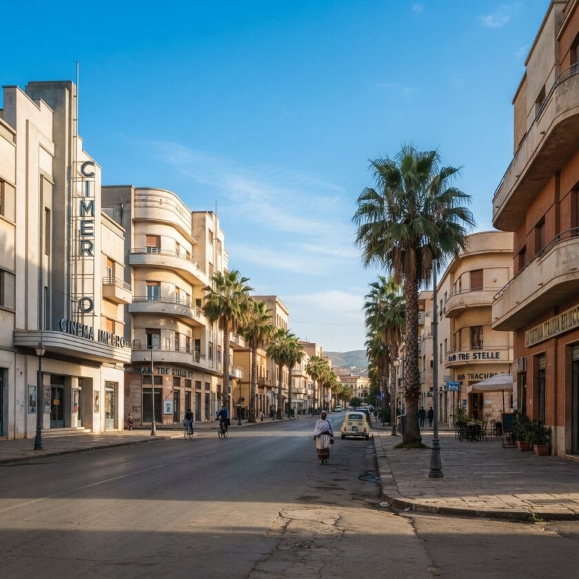 Arquitetura modernista italiana em Asmara na história da independência da Eritreia.